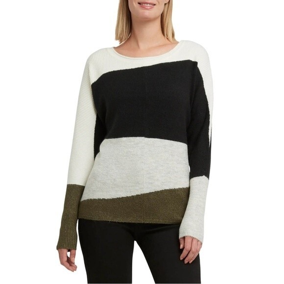 NWT Halston Colorblock Dolman Long Sleeve Cozy Pullover Sweater Women’s Size XS - Picture 1 of 9